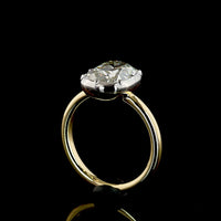 14K Two Tone 3.11 Carat Antique Cushion Cut Lab Diamond Solitaire Ring in Bezel-Prong Setting with IGI Certification - Covaloro Fine Jewelry