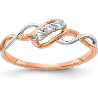 14K Two-Tone 3-Stone Diamond Twist Ring - 0.12 Carat Total Diamond Weight by 0