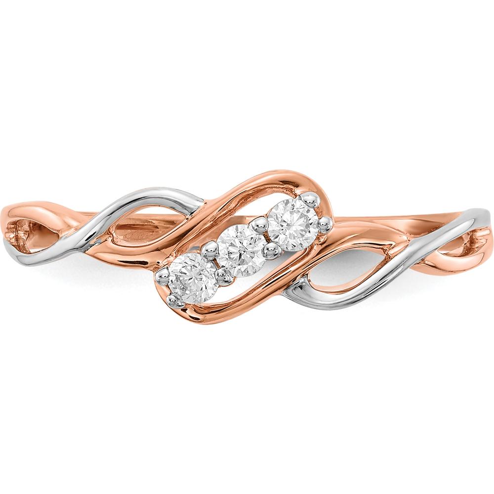 14K Two-Tone 3-Stone Diamond Twist Ring - 0.12 Carat Total Diamond Weight by 0