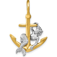 14K Two-Tone 3D Anchor and Mermaid Charm - 31.6mm Length by Oro Pregiato
