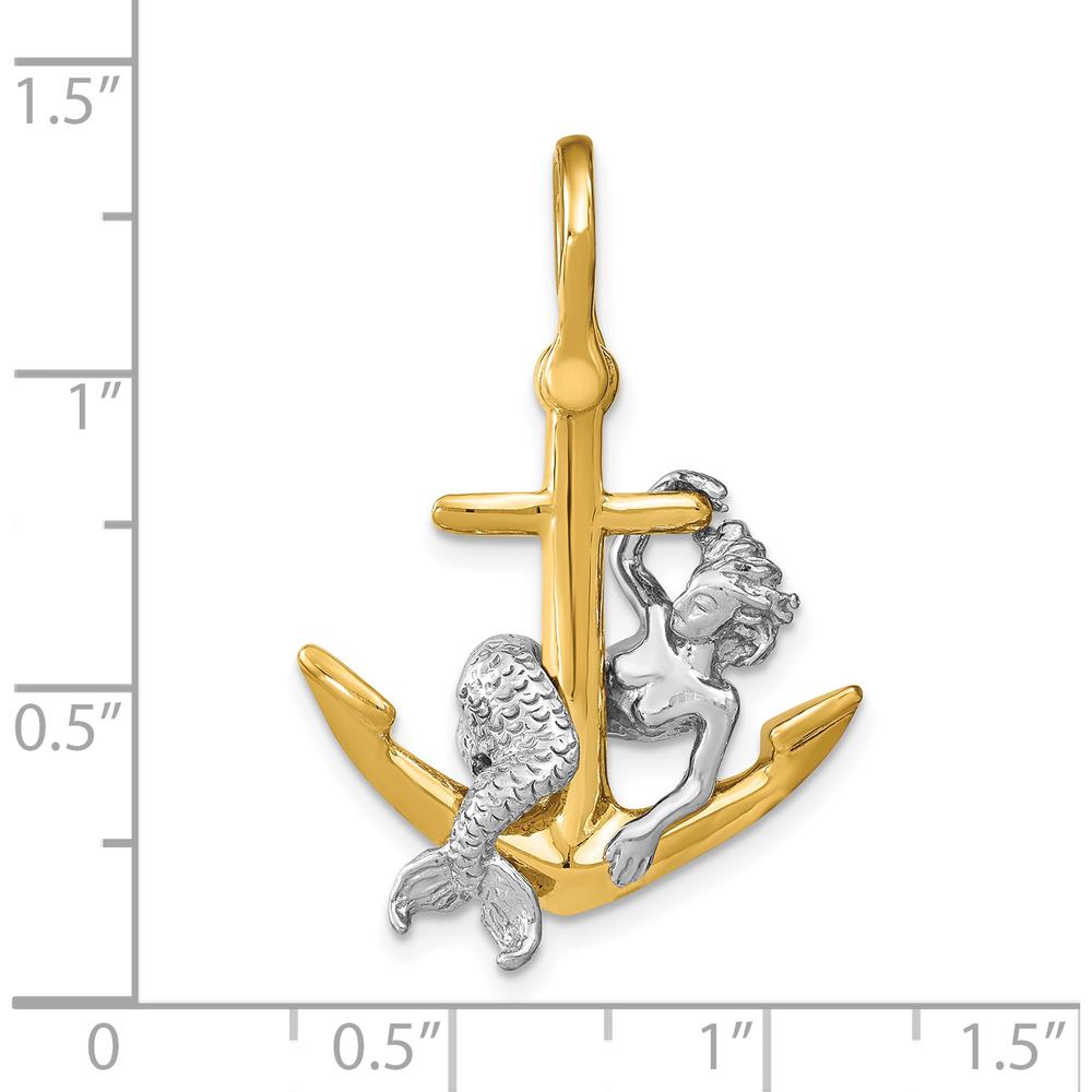 14K Two-Tone 3D Anchor and Mermaid Charm - 31.6mm Length by Oro Pregiato