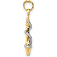 14K Two-Tone 3D Anchor Pendant with Rope Design by Oro Pregiato