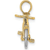 14K Two-Tone 3D Bicycle Charm with Moveable Tires - Gold Pendant by Oro Pregiato