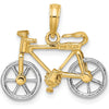 14K Two-Tone 3D Bicycle Charm with Moveable Tires - Gold Pendant by Oro Pregiato