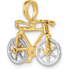 14K Two-Tone 3D Bicycle Charm with Moveable Tires - Gold Pendant by Oro Pregiato