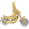 14K Two-Tone 3D Chopper Motorcycle Charm with Moveable Wheels - 16.78mm Length by Oro Pregiato