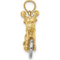 14K Two-Tone 3D Chopper Motorcycle Charm with Moveable Wheels - 16.78mm Length by Oro Pregiato