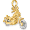 14K Two-Tone 3D Chopper Motorcycle Charm with Moveable Wheels - 16.78mm Length by Oro Pregiato