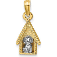 14K Two-Tone 3D Dog Inside Dog House Charm by Oro Pregiato