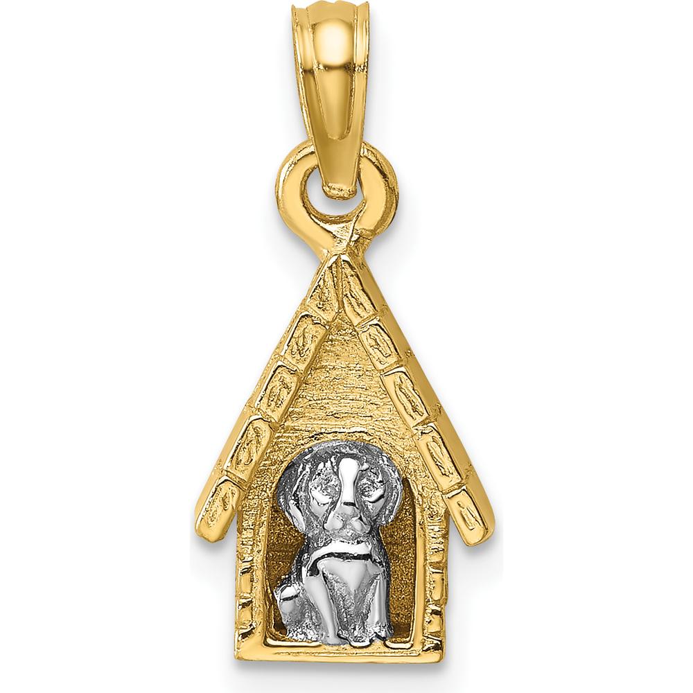 14K Two-Tone 3D Dog Inside Dog House Charm by Oro Pregiato