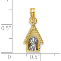 14K Two-Tone 3D Dog Inside Dog House Charm by Oro Pregiato
