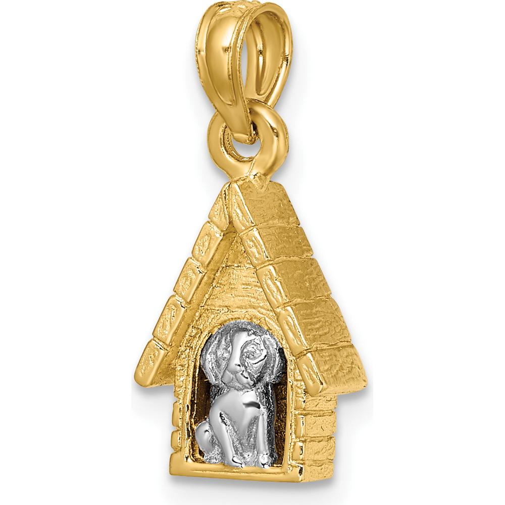 14K Two-Tone 3D Dog Inside Dog House Charm by Oro Pregiato