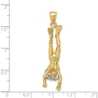14K Two-Tone 3D Female Scuba Diver Charm - Adventure-Inspired Gold Pendant by Oro Pregiato