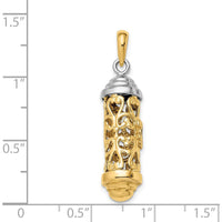 14K Two-Tone 3D Mezuzah Pendant with Polished Finish - 34mm Length by Oro Pregiato