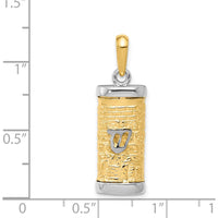 14K Two-Tone 3D Mezuzah Pendant with Shin Symbol - Textured Gold Charm by Oro Pregiato