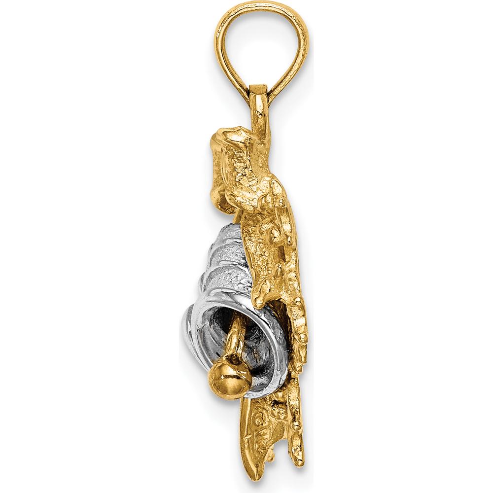 14K Two-Tone 3D Moveable Christmas Bells and Holly Charm by Oro Pregiato