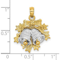 14K Two-Tone 3D Moveable Christmas Bells and Holly Charm by Oro Pregiato