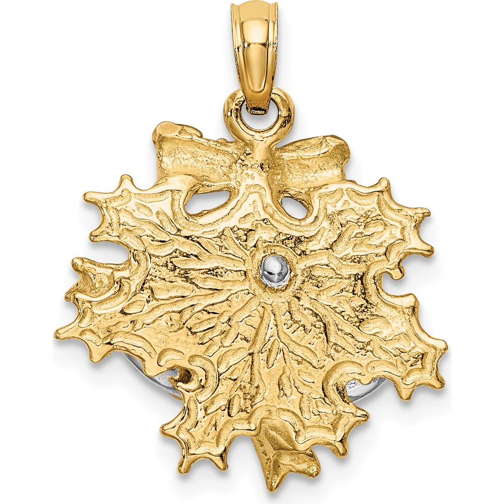 14K Two-Tone 3D Moveable Christmas Bells and Holly Charm by Oro Pregiato