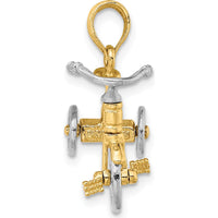 14K Two-Tone 3D Tricycle with Moveable Handlebars and Wheels Charm by Oro Pregiato