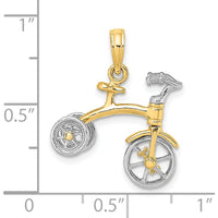 14K Two-Tone 3D Tricycle with Moveable Handlebars and Wheels Charm by Oro Pregiato