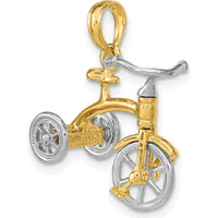 14K Two-Tone 3D Tricycle with Moveable Handlebars and Wheels Charm by Oro Pregiato