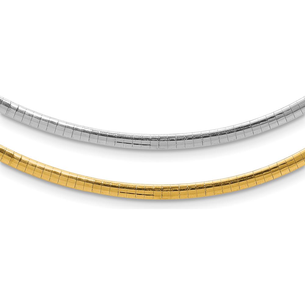 14K Two-Tone 3mm Reversible Omega Necklace - 18" Length by 0