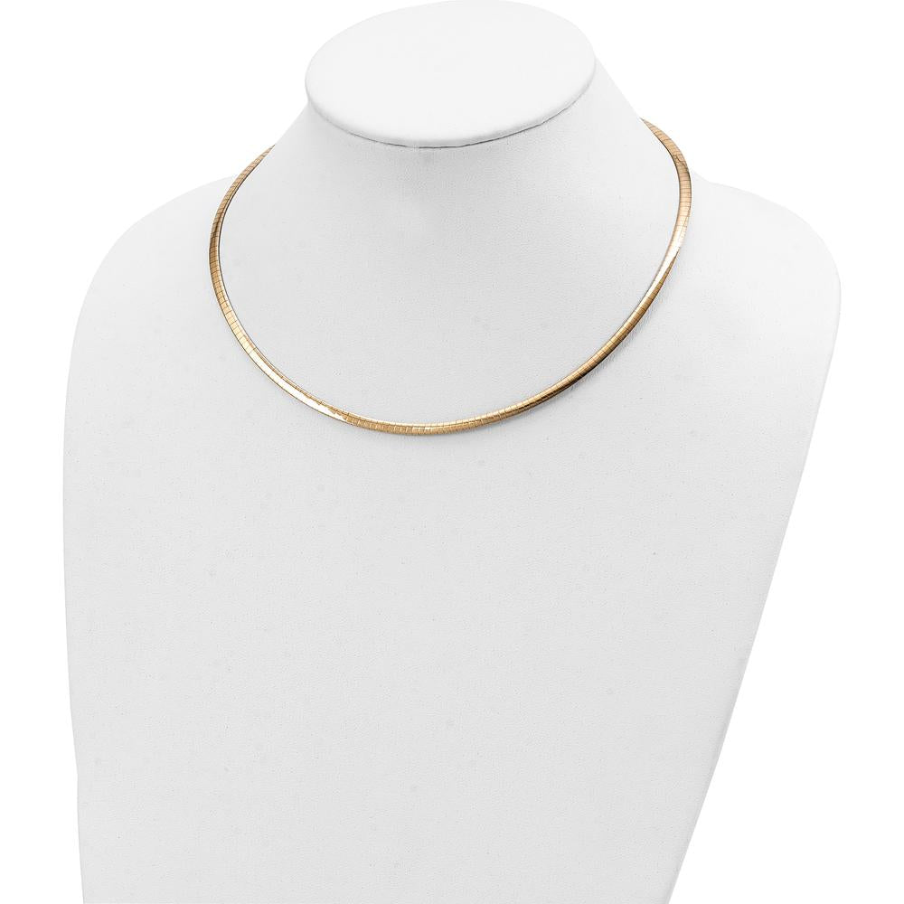 14K Two-Tone 3mm Reversible Omega Necklace - 18" Length by 0