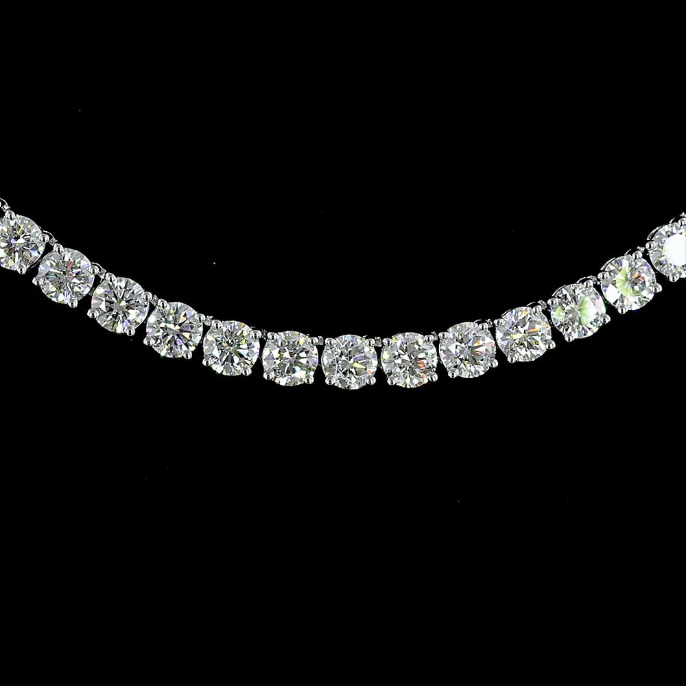 14K Two Tone 4.49 Carats Total Weight Round Lab Diamond Tennis Necklace with 77 Prong Set Stones - E-F Color VS Clarity - Covaloro Fine Jewelry