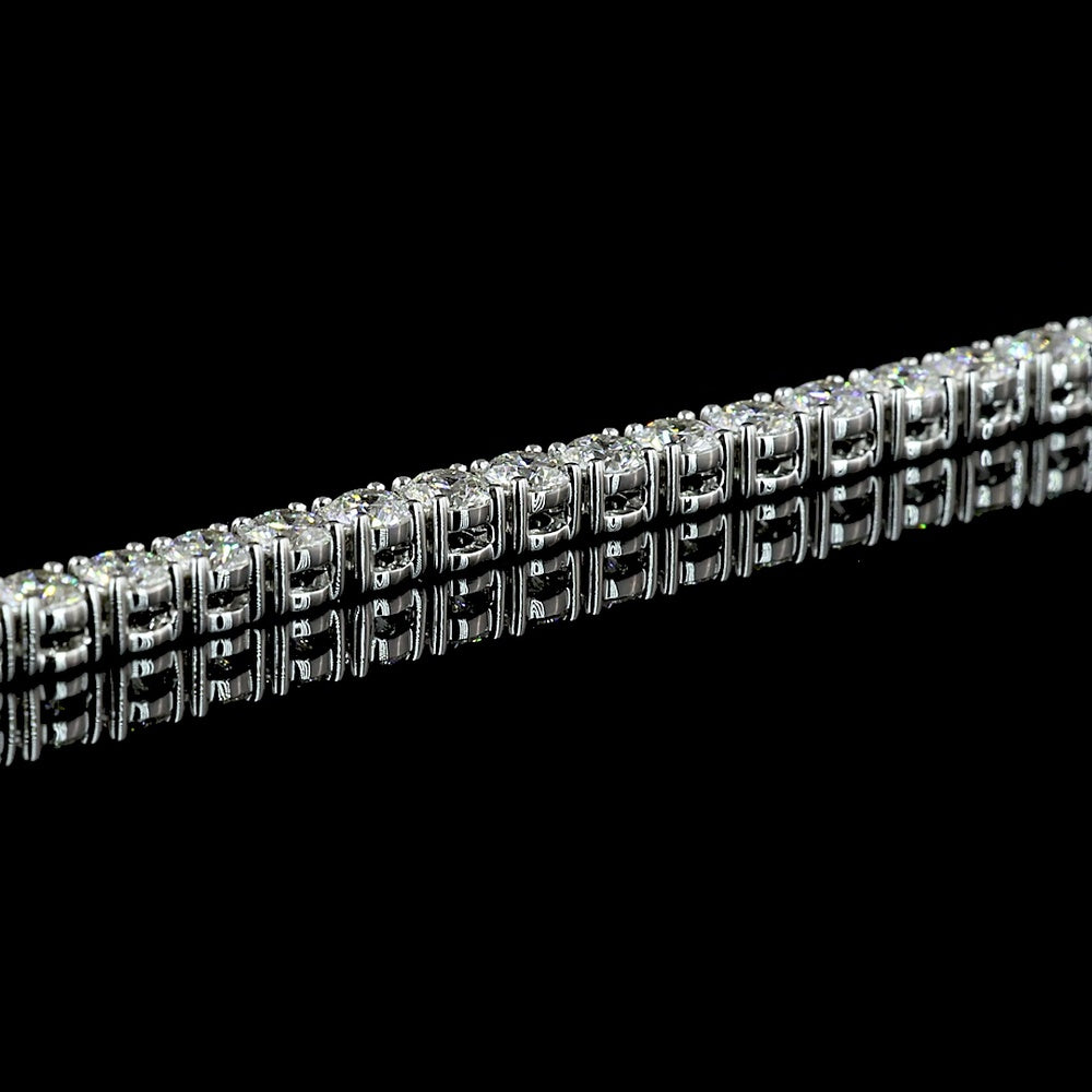 14K Two Tone 4.49 Carats Total Weight Round Lab Diamond Tennis Necklace with 77 Prong Set Stones - E-F Color VS Clarity - Covaloro Fine Jewelry