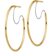 14K Two-Tone 45mm Polished Diamond-Cut Large Hoop Earrings by 0