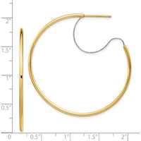 14K Two-Tone 45mm Polished Diamond-Cut Large Hoop Earrings by 0