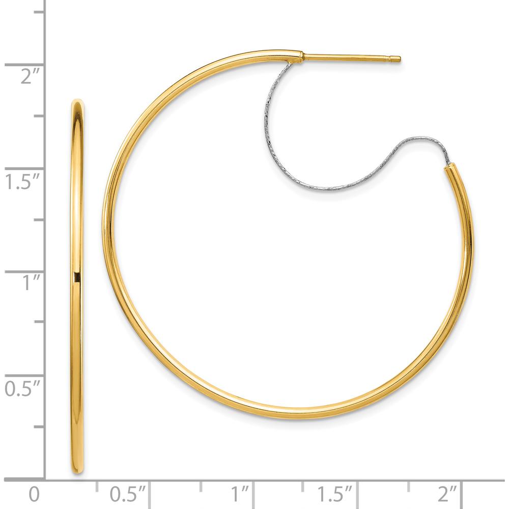 14K Two-Tone 45mm Polished Diamond-Cut Large Hoop Earrings by 0