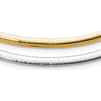 14K Two-Tone 4mm Lightweight Reversible Omega Necklace with 2" Heart Chain Extender by 0