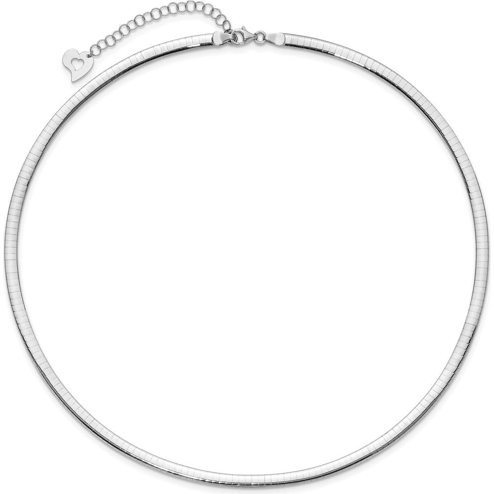 14K Two-Tone 4mm Lightweight Reversible Omega Necklace with 2" Heart Chain Extender by 0