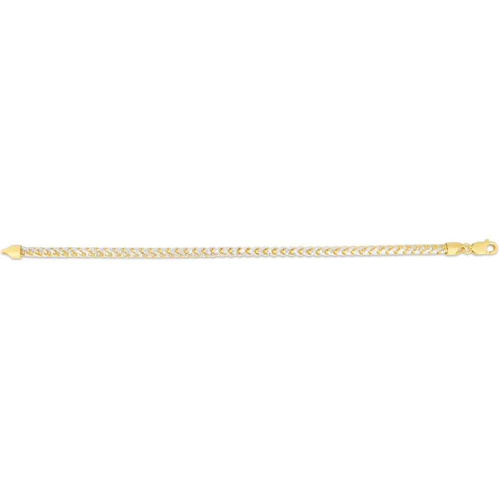 14K Two-Tone 4mm Round Pave Franco Chain Necklace - 22" Polished Finish by Orozza Fine Jewelry
