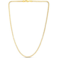 14K Two-Tone 4mm Round Pave Franco Chain Necklace - 22" Polished Finish by Orozza Fine Jewelry