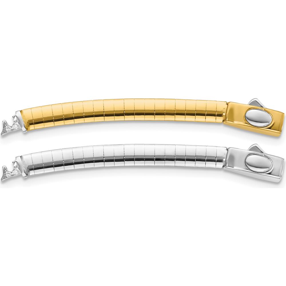 14K Two-Tone 4mm White and Yellow Gold Omega Chain Extender for Reversible Necklaces - 2" Length by 0