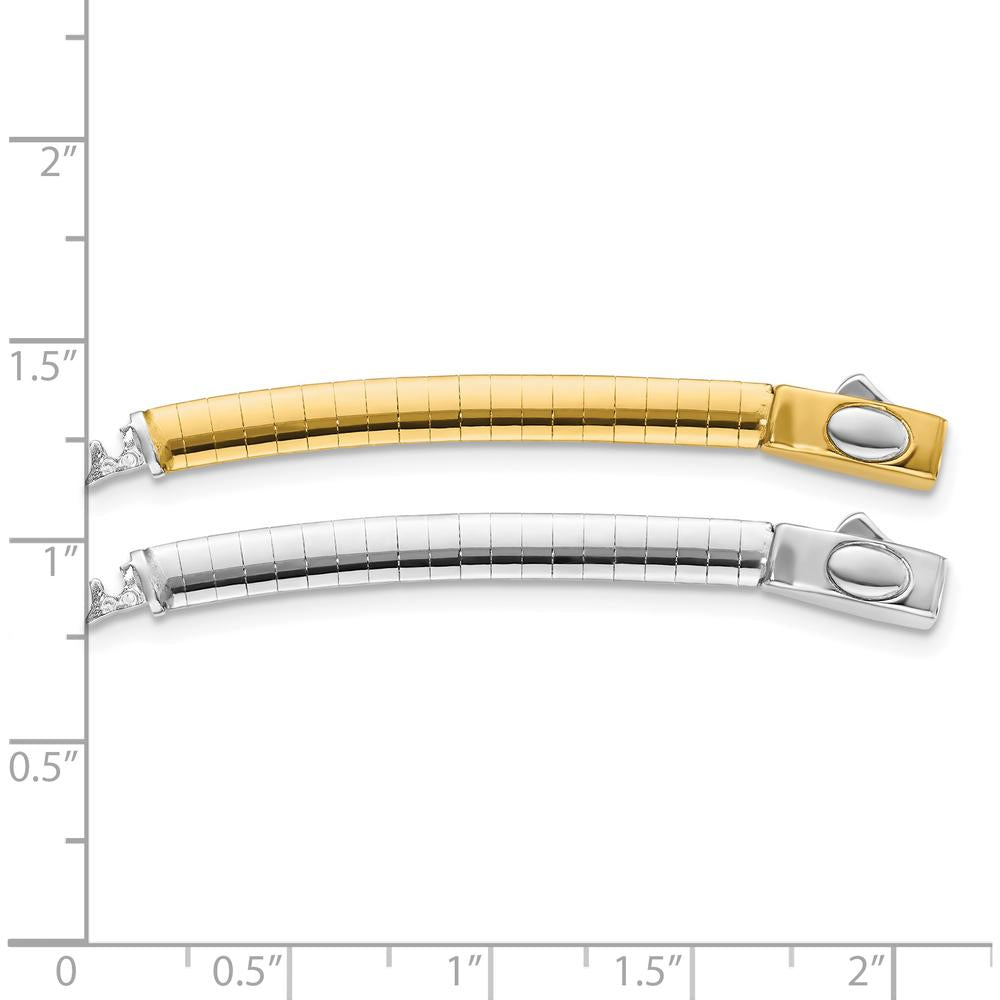 14K Two-Tone 4mm White and Yellow Gold Omega Chain Extender for Reversible Necklaces - 2" Length by 0