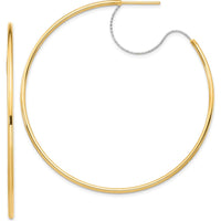 14K Two-Tone 55mm Diamond-Cut Polished Large Hoop Earrings by 0