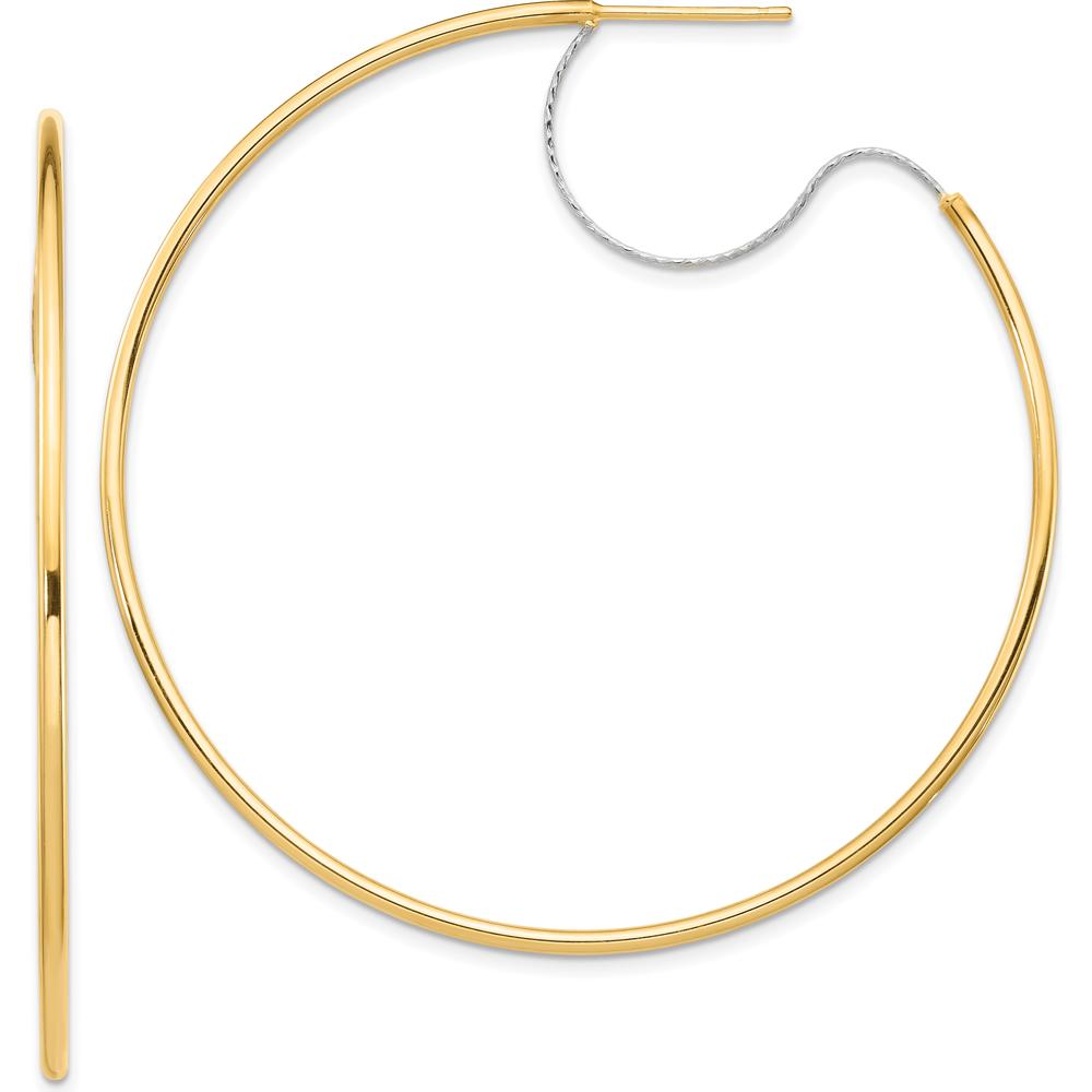 14K Two-Tone 55mm Diamond-Cut Polished Large Hoop Earrings by 0