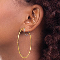 14K Two-Tone 55mm Diamond-Cut Polished Large Hoop Earrings by 0