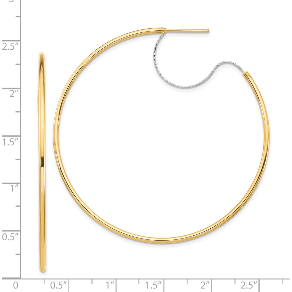 14K Two-Tone 55mm Diamond-Cut Polished Large Hoop Earrings by 0