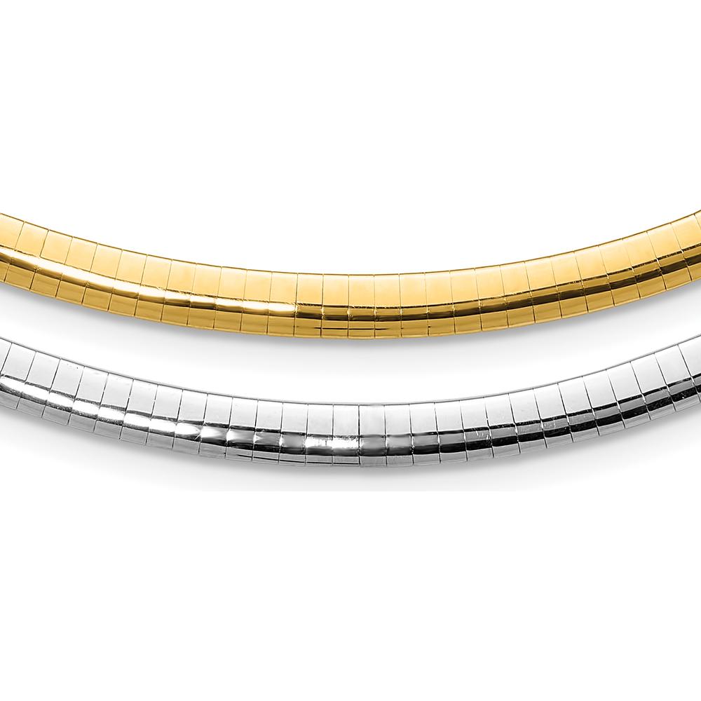 14K Two-Tone 5mm Lightweight Reversible Omega Necklace with 2" Heart Chain Extender by 0
