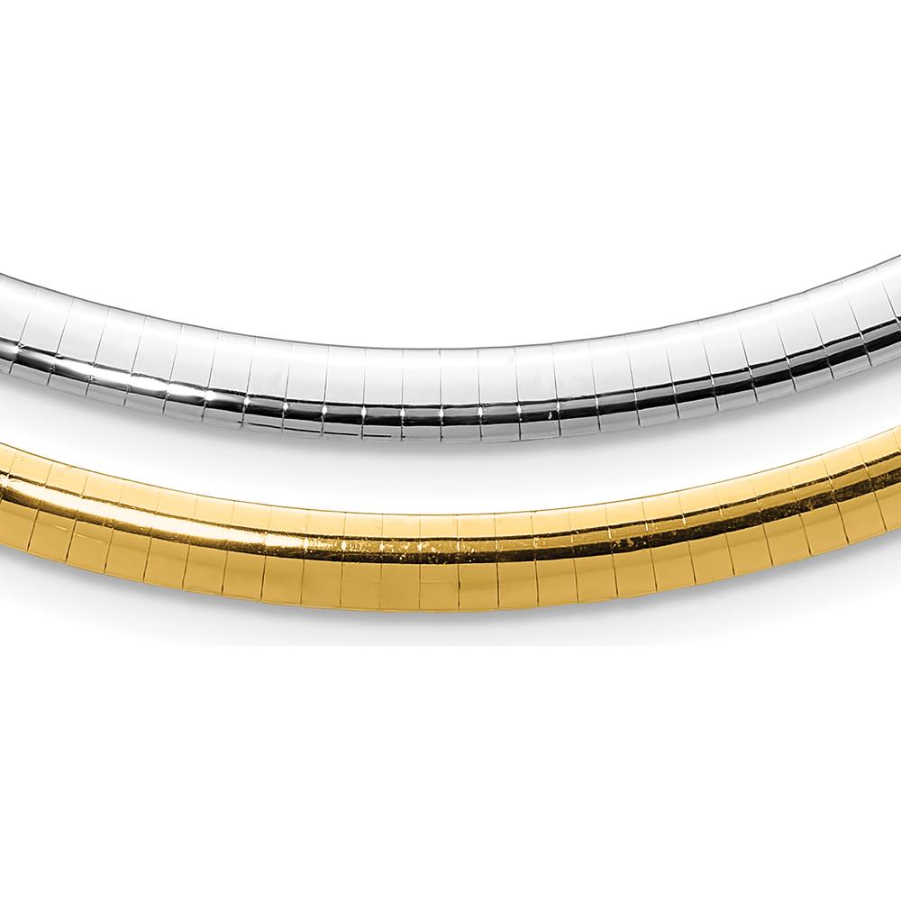 14K Two-Tone 5mm Lightweight Reversible Omega Necklace with 2" Heart Extender by 0