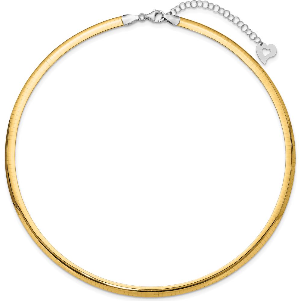 14K Two-Tone 5mm Lightweight Reversible Omega Necklace with 2" Heart Extender by 0