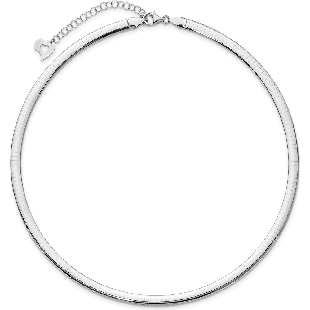14K Two-Tone 5mm Lightweight Reversible Omega Necklace with 2" Heart Extender by 0
