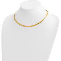 14K Two-Tone 5mm Lightweight Reversible Omega Necklace with 2" Heart Extender by 0