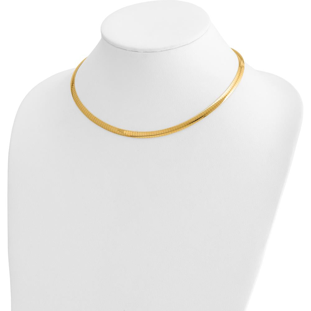 14K Two-Tone 5mm Lightweight Reversible Omega Necklace with 2" Heart Extender by 0
