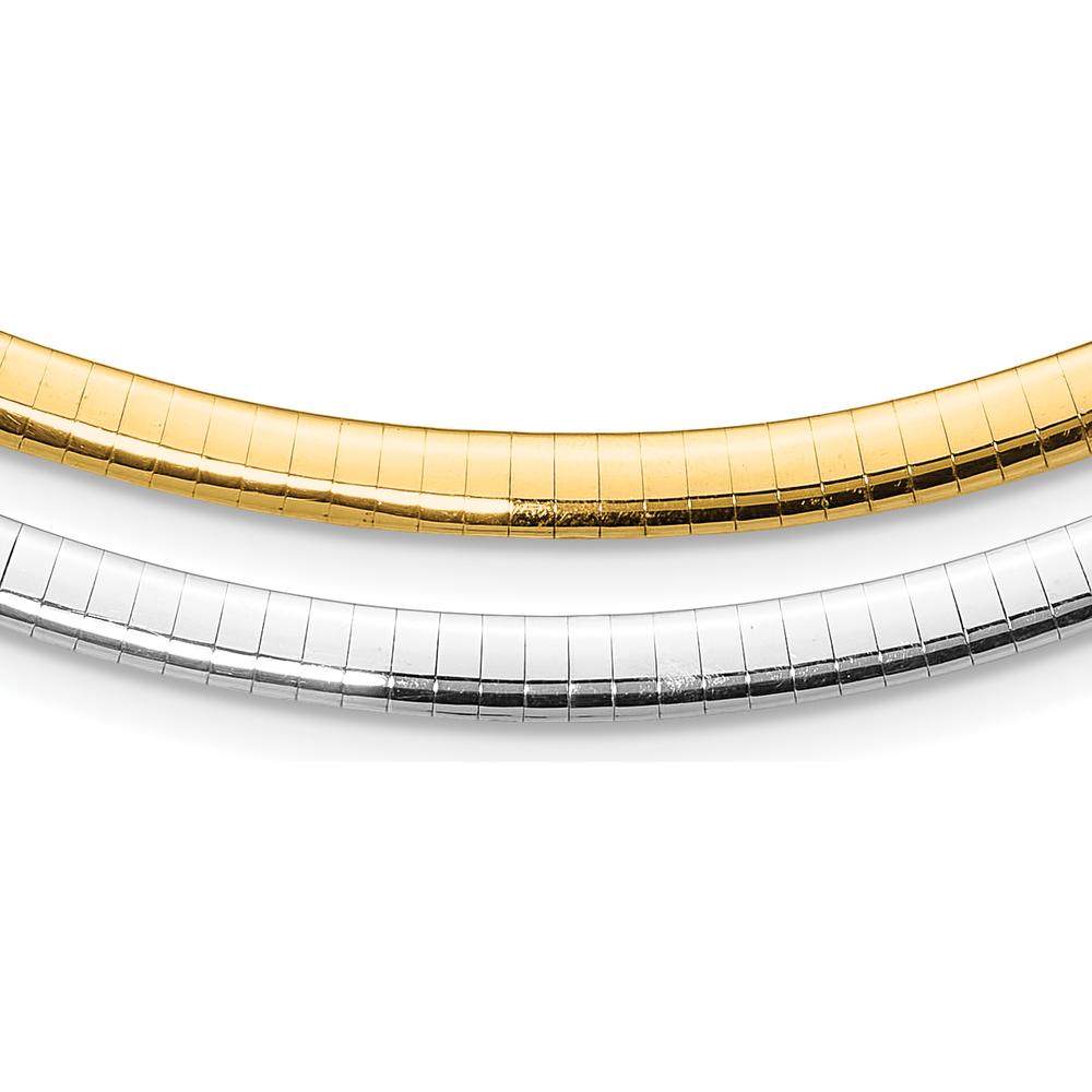 14K Two-Tone 5mm Reversible Omega Necklace - Polished Finish, 18" Length by 0