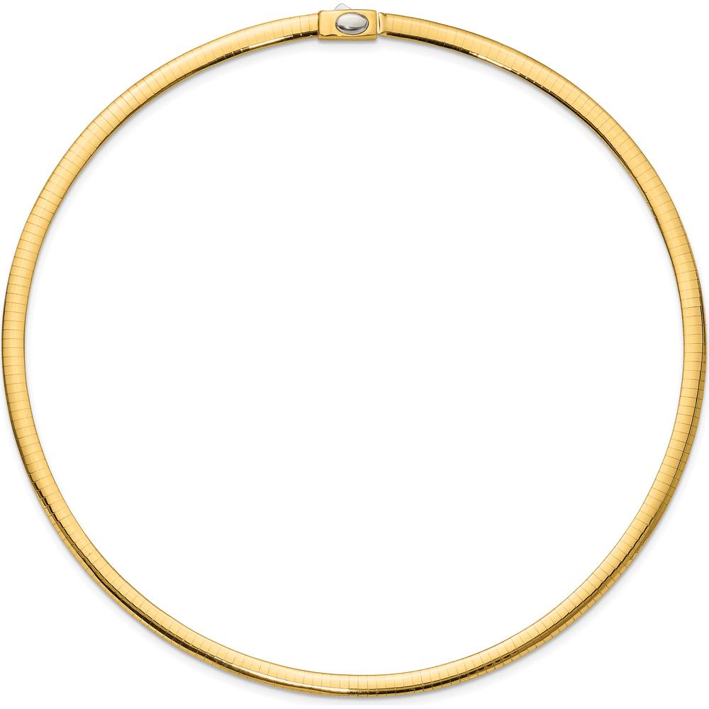 14K Two-Tone 5mm Reversible Omega Necklace - Polished Finish, 18" Length by 0